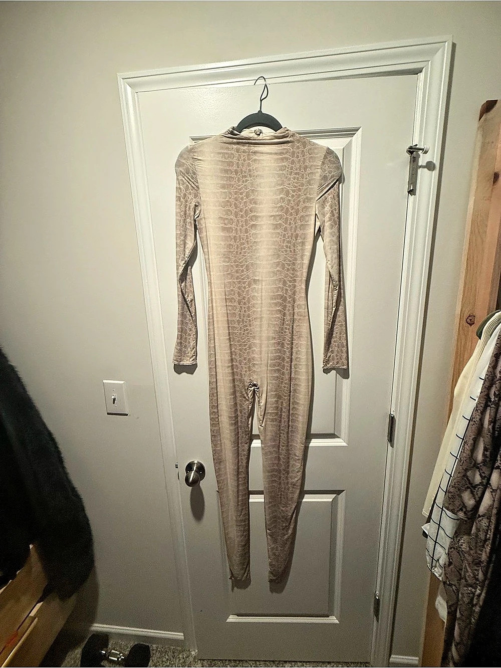 naked wardrobe Beige Animal Print Long Sleeve Bodysuit